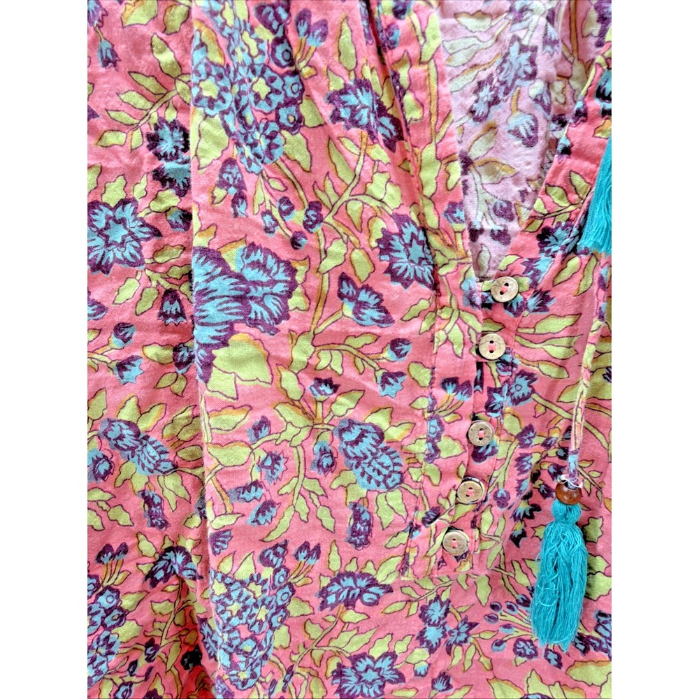 Natural Life Shirt Rowan Floral Tie Neck Blouse Women Size XL Boho Oversized - Picture 6 of 10